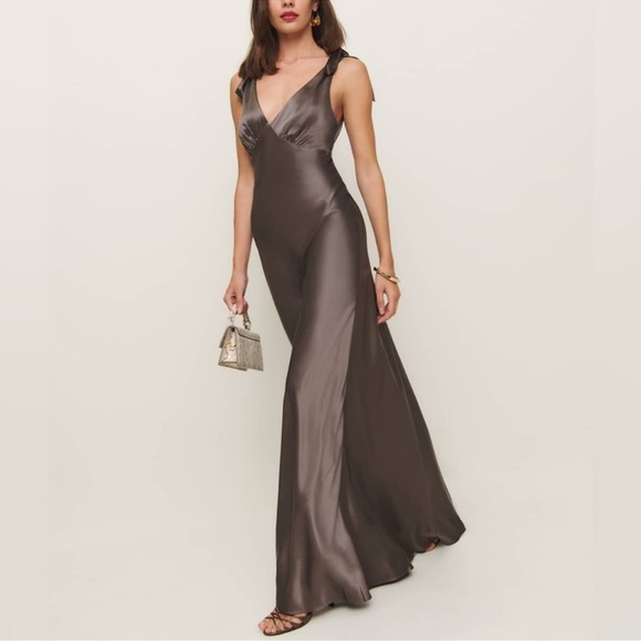 Reformation Dresses & Skirts - NWT Reformation Pernille Silk Maxi Dress in Magnetic Brown, Flaw